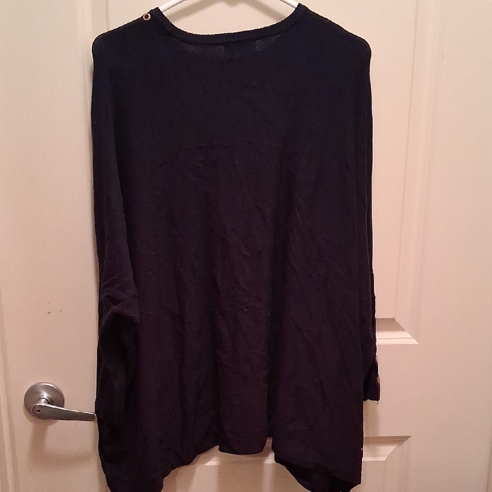 Joseph A Dark Blue Women's Blouse with Gold Accents - Picture 2 of 2